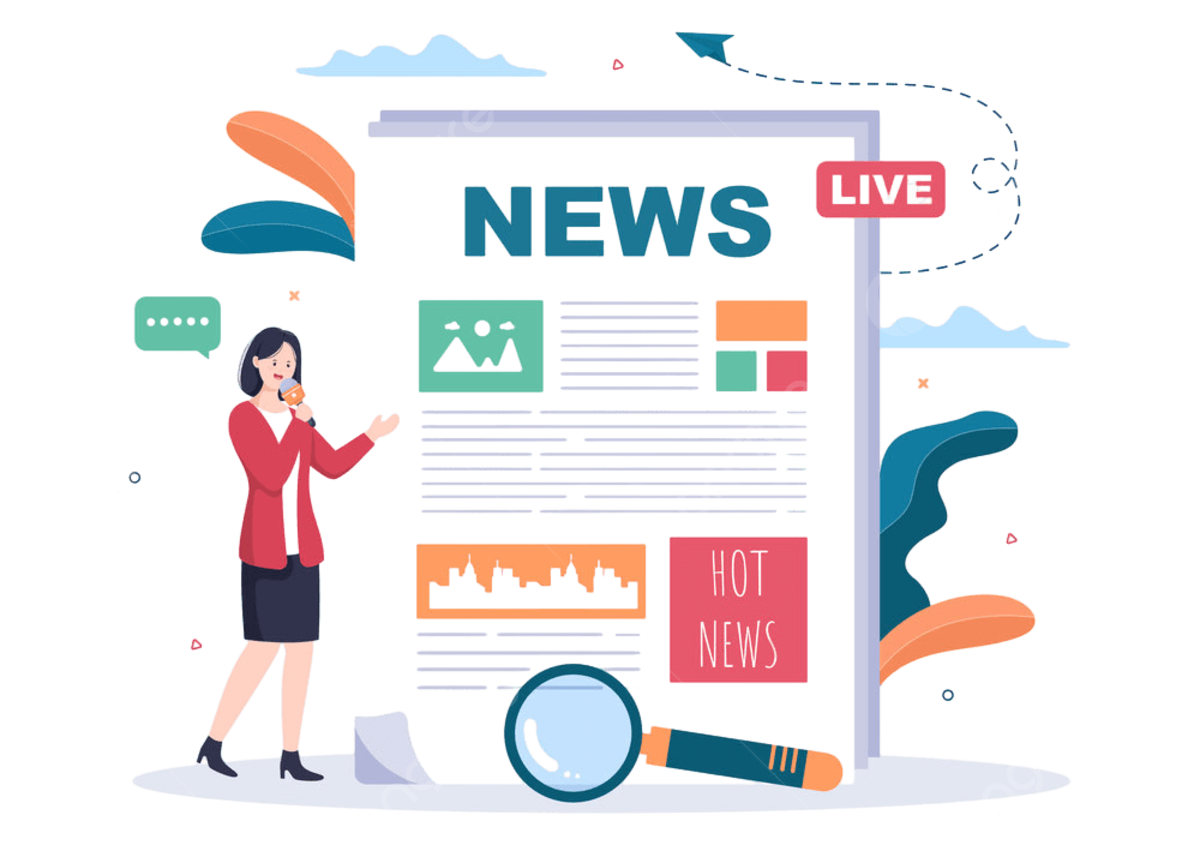 pngtree breaking news reporter background vector illustration with broadcaster or journalist on the سئو سایت خبری